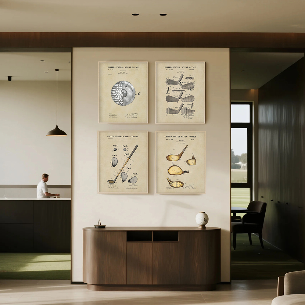 Golf Equipment Industry - Cetakan Seni Paten Golf Vintage Poster