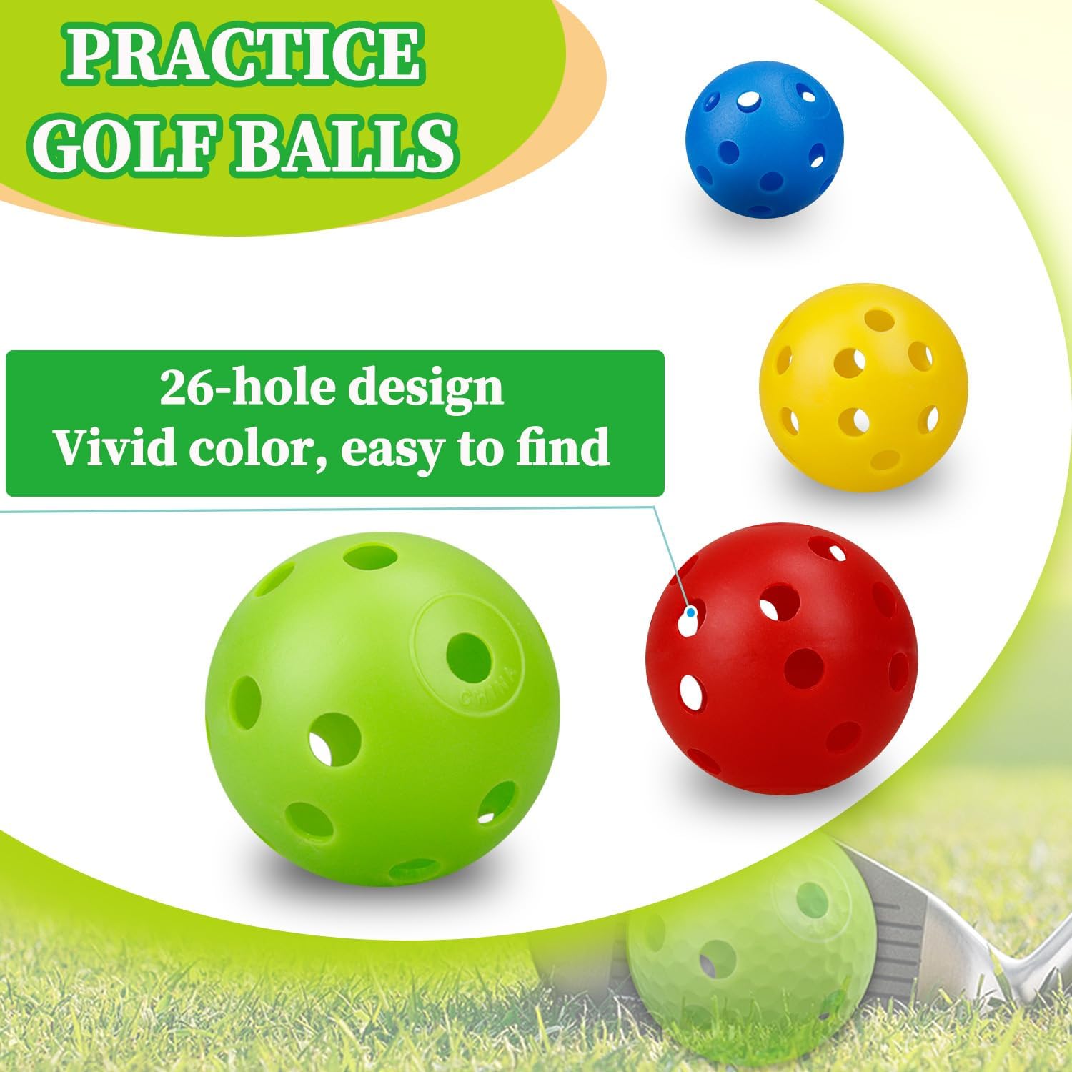 24 Pcs 42MM Aliran Udara Warna - Practice Equipment For Golf ulasan dan harga
